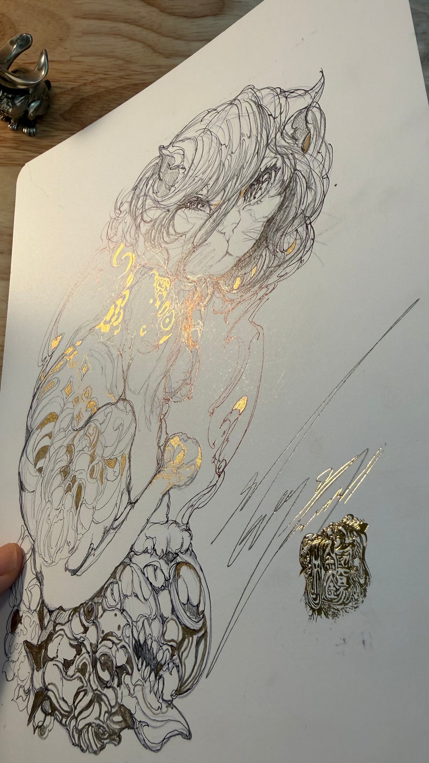 A+B Reze cat original sketch+ART print set