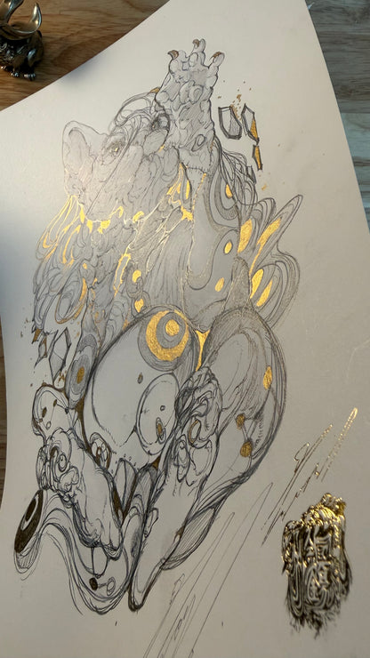 Shiro Cat original sketch+ART print set