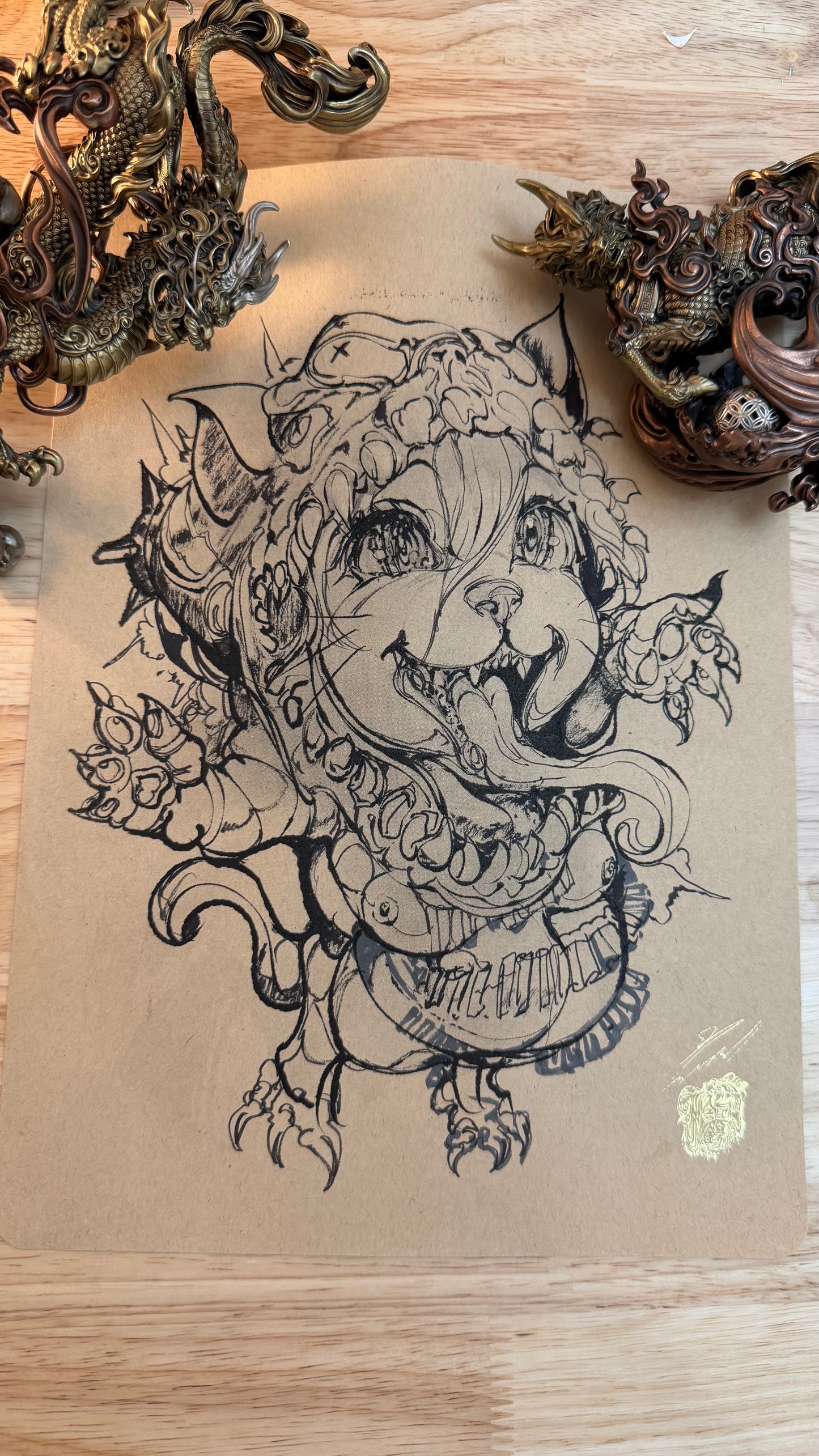 A+B Reze cat original sketch+ART print set