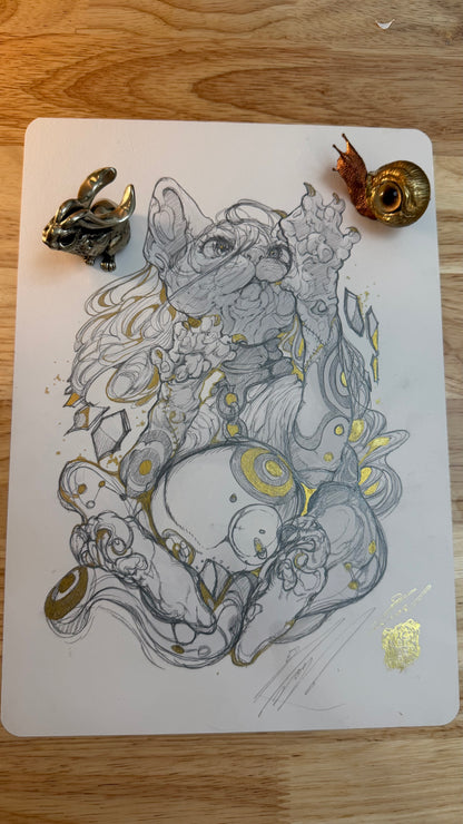 Shiro Cat original sketch+ART print set