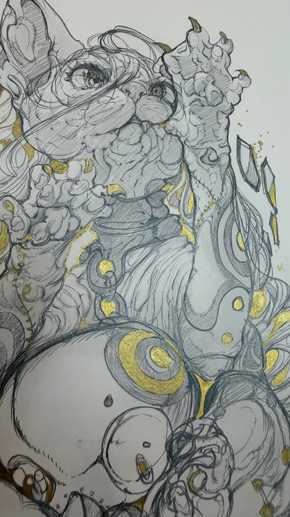 Shiro Cat original sketch+ART print set