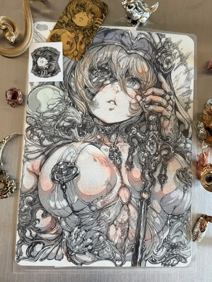 sword maiden original sketch+ART print set