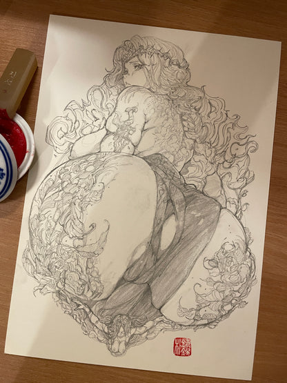 marika nude drawing + ART print set